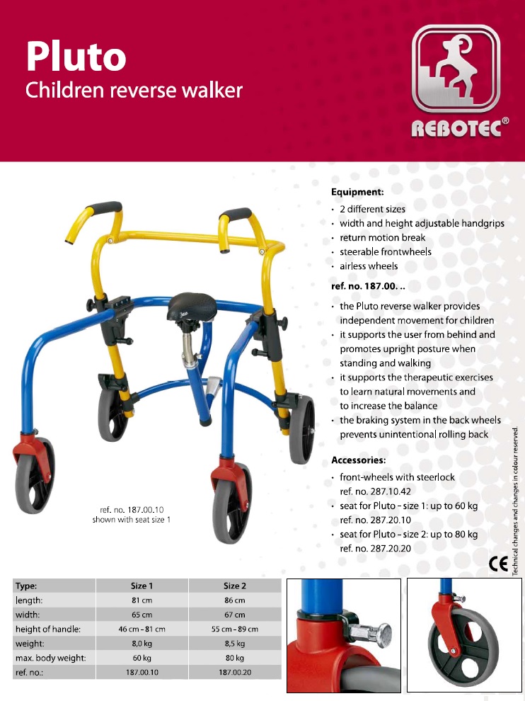 *Kids omgekeerde 4-wiel rollator Pluto 2